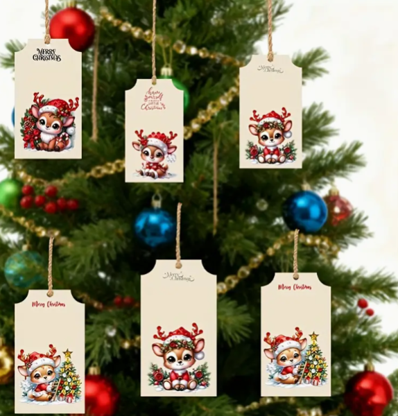 Diamond Painting 12er Set Weihnachts Rentiere Geschenkanhänger